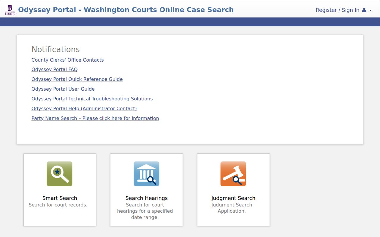 Spokane County case lookup Odyssey search