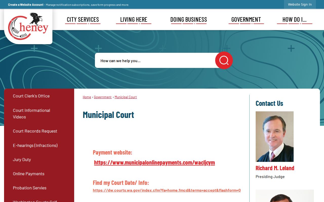 Cheney court docket and Municipal Court information