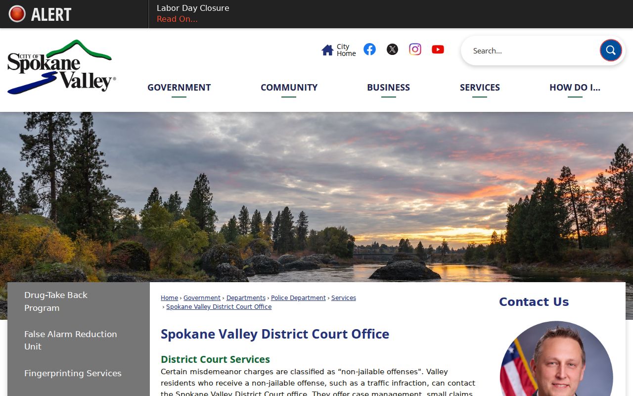Spokane County traffic ticket Spokane Valley District Court office