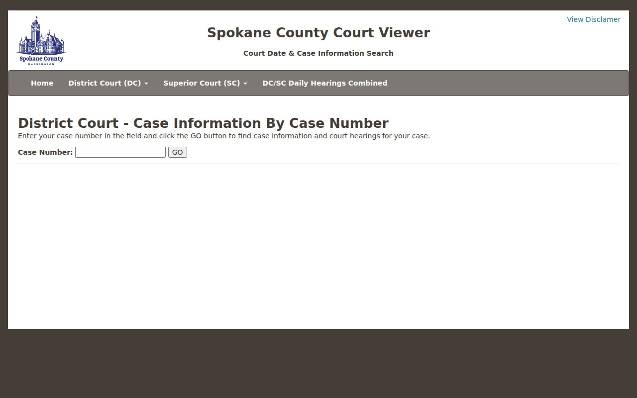 Spokane County District Court docket case number search